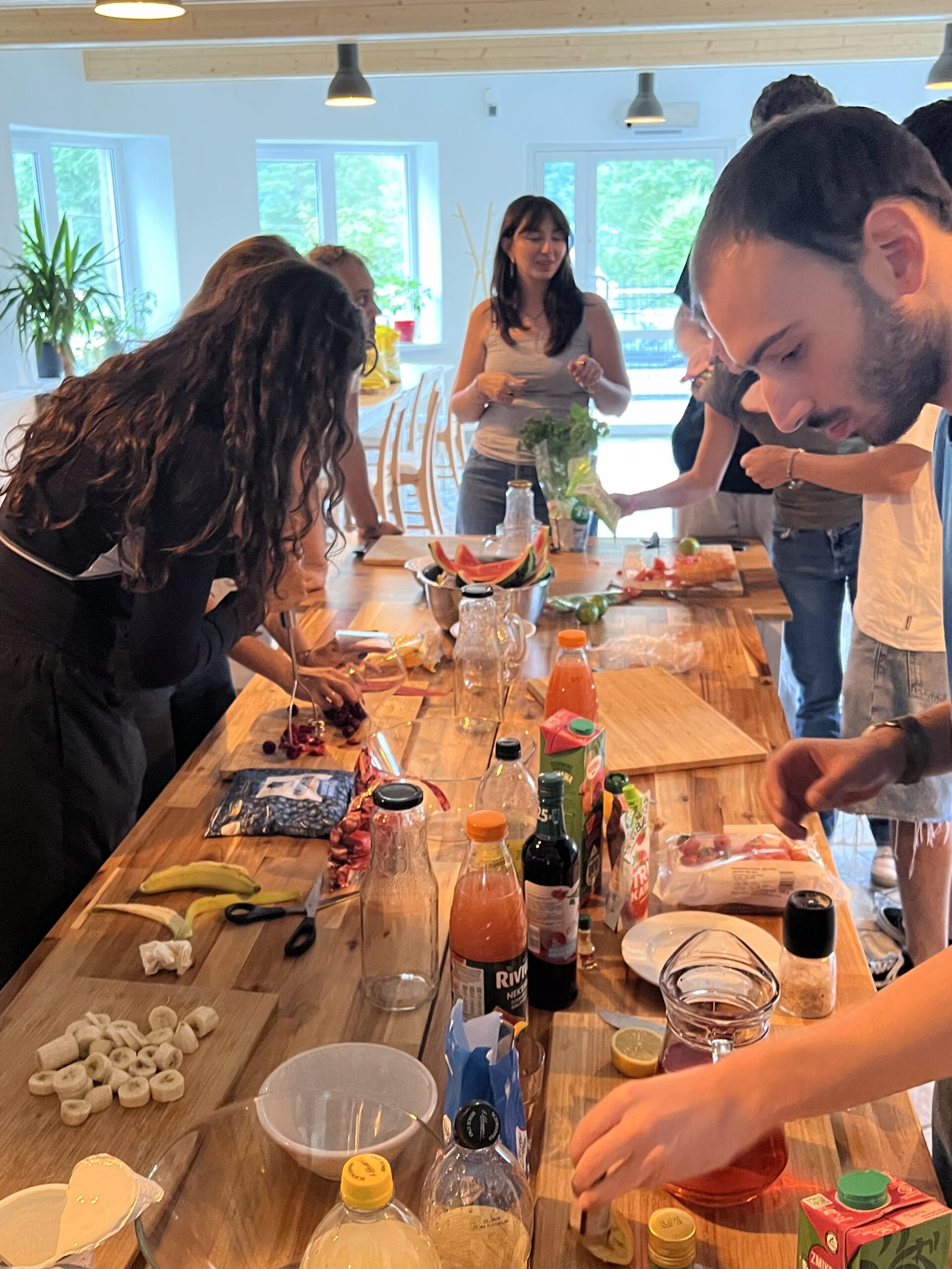 Lively kitchen teamwork