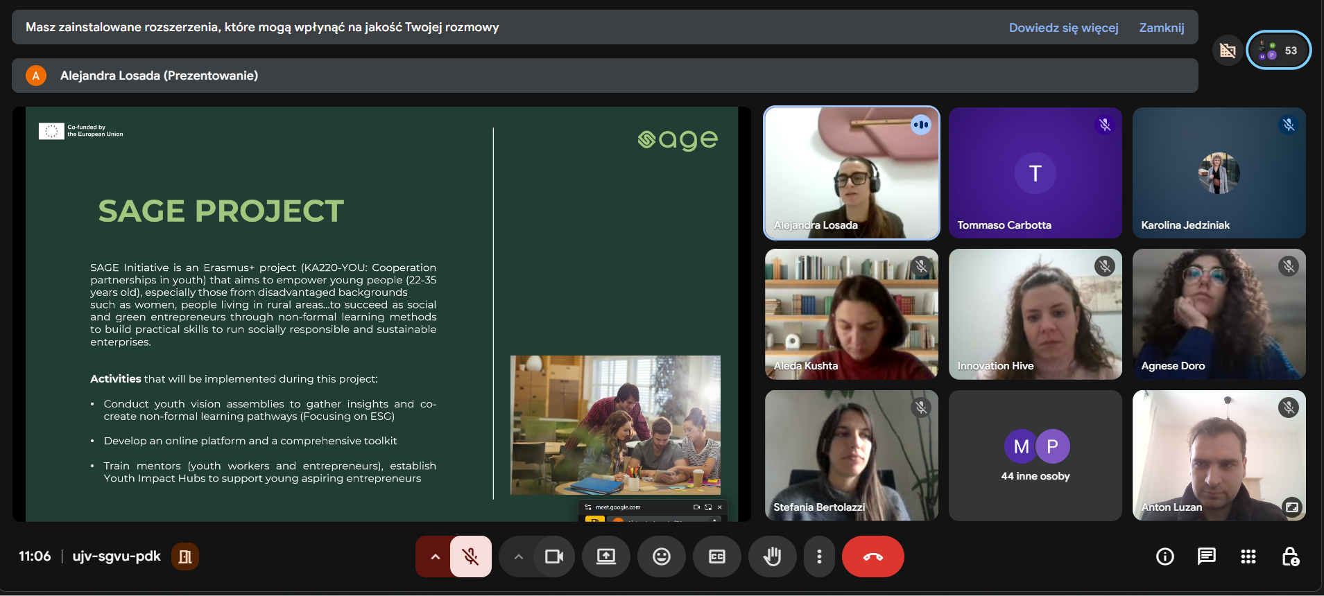 Screenshot from the WP2.A4 online validation workshop